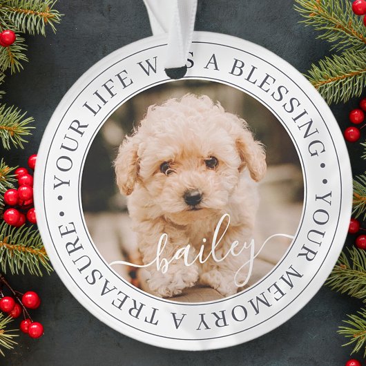 Pet Memorial Treasured Memory Elegant Chic Photo Ornament