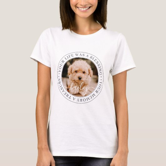 Pet Memorial Treasured Memory Elegant Chic Photo T-shirt (Voorkant)