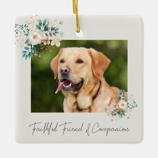 Pet Memorial "Trouwe Vriend & Companion" Keramisch Ornament (Voorkant)