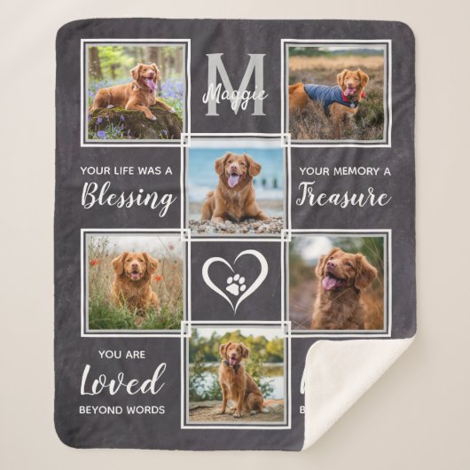 Pet Memorial Unique 6 Photo Collage Sherpa Deken (Voorkant)