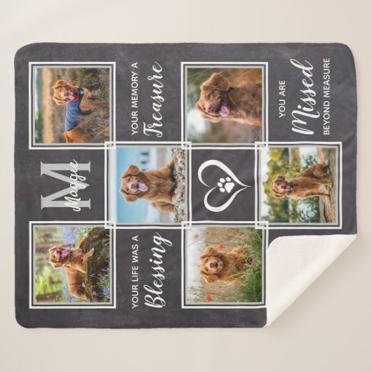 Pet Memorial Unique 6 Photo Collage Sherpa Deken (Voorkant (horizontaal))