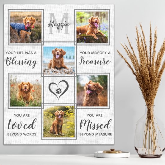 Pet Memorial Unique Dog Photo Collage Canvas Afdruk
