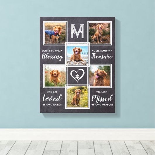Pet Memorial Unique Photo Collage Canvas Afdruk (Insitu (Houten vloer))
