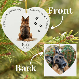 Pet Memorial Waterverf Duitse Herder Kerst Keramisch Ornament