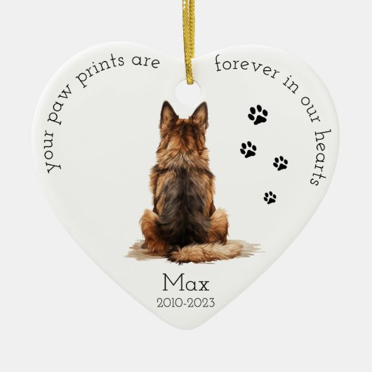 Pet Memorial Waterverf Duitse Herder Kerst Keramisch Ornament (Voorkant)