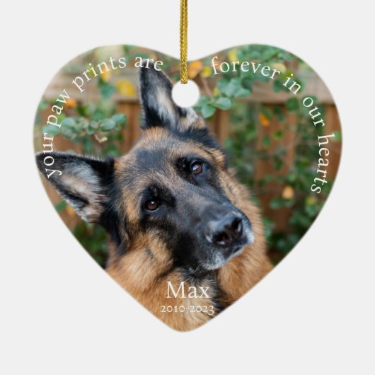 Pet Memorial Waterverf Duitse Herder Kerst Keramisch Ornament (Achterkant)