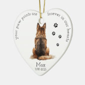 Pet Memorial Waterverf Duitse Herder Kerst Keramisch Ornament (Links)