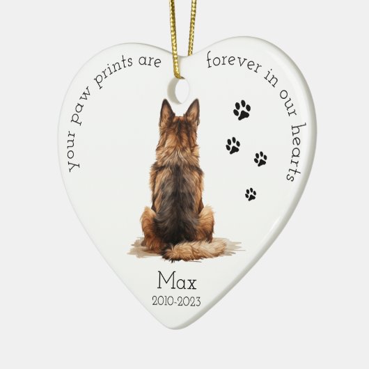 Pet Memorial Waterverf Duitse Herder Kerst Keramisch Ornament (Links)