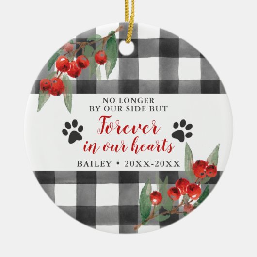 Pet Memorial werd in ons hart gepersonaliseerd Keramisch Ornament (Voorkant)