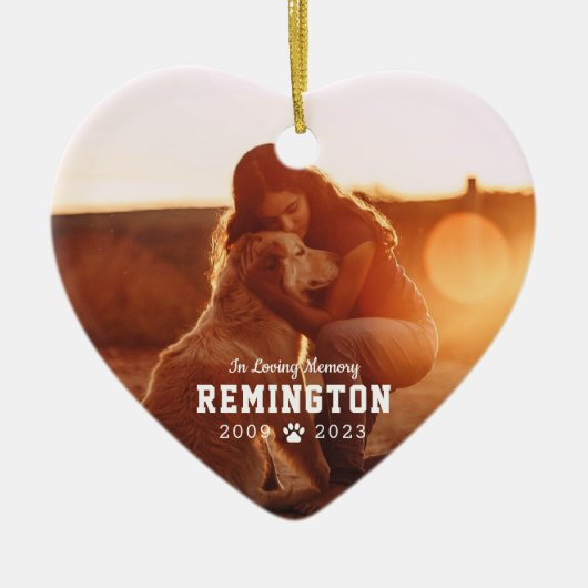 Pet Memorial White Full Photo Ceramic Ornament (Voorkant)