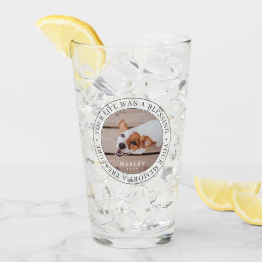 Pet Memorial Your Life a Blessing Modern Foto Glas (Voorkant ijs)