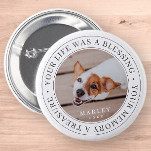 Pet Memorial Your Life a Blessing Modern Foto Ronde Button 5,7 Cm