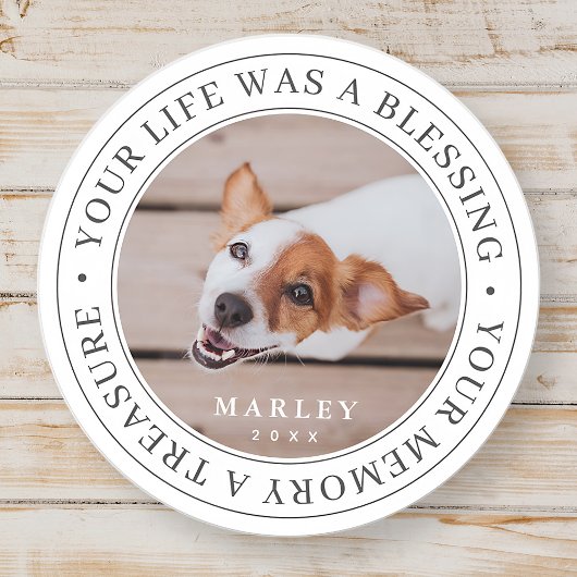 Pet Memorial Your Life a Blessing Modern Foto Ronde Sticker