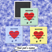 Pet memory aangepaste naam paw prints aqua magneet