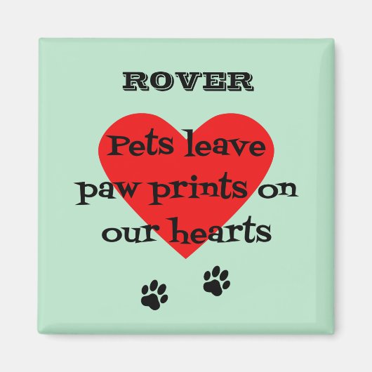Pet memory aangepaste naam paw prints aqua magneet (Voorkant)