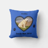 Pet memory poot print je foto blauw kussen (Voorkant)