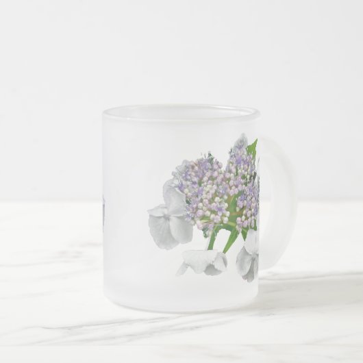 Pet met blauwe kant Hydrangea Matglas Koffiemok (Voorkant rechts)