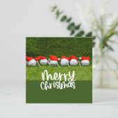 Pet met golfbal en kerstmuts feestdagenkaart (Staand voorkant)