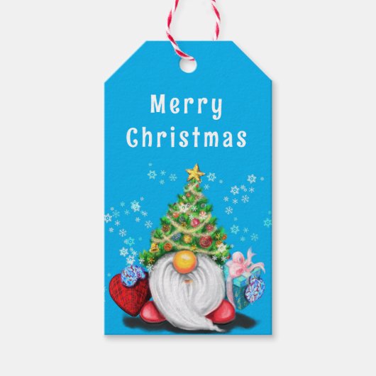 Pet met kerstbomen Gnome Gift Labels Cadeaulabel (Voorkant)