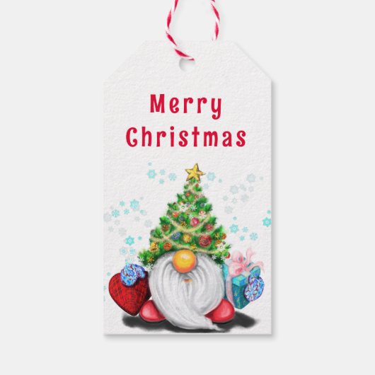 Pet met kerstbomen Gnome Gift Labels Cadeaulabel (Achterkant)