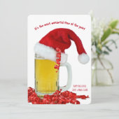 Pet met kerstmis op mok bier feestdagenkaart (Staand voorkant)