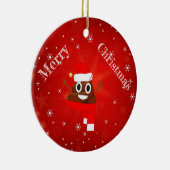 Pet met kerstpoep en scarf Fun Emoji Gift Keramisch Ornament (Rechts)