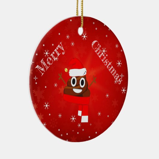 Pet met kerstpoep en scarf Fun Emoji Gift Keramisch Ornament (Rechts)