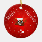 Pet met kerstpoep en scarf Fun Emoji Gift Keramisch Ornament (Voorkant)