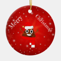 Pet met kerstpoep en scarf Fun Emoji Gift Keramisch Ornament