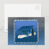 Pet met kwastje & Diploma, Afstuderen Aankondigingskaart (Voorkant / Achterkant)