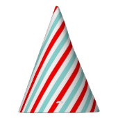 Pet met lichtblauw en rode strepen feesthoedjes (Rechts)