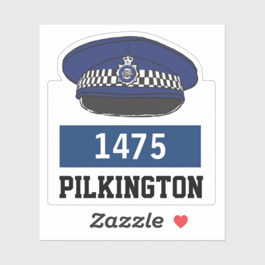 Pet met naam en nummer van politie sticker (Vel)