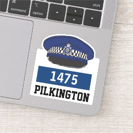 Pet met naam en nummer van politie sticker