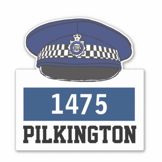 Pet met naam en nummer van politie sticker (Voorkant)