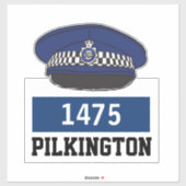 Pet met naam en nummer van politie sticker (Vel)