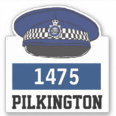 Pet met naam en nummer van politie sticker (Voorkant)