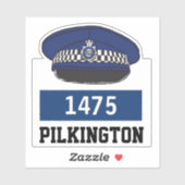 Pet met naam en nummer van politie sticker (Vel)