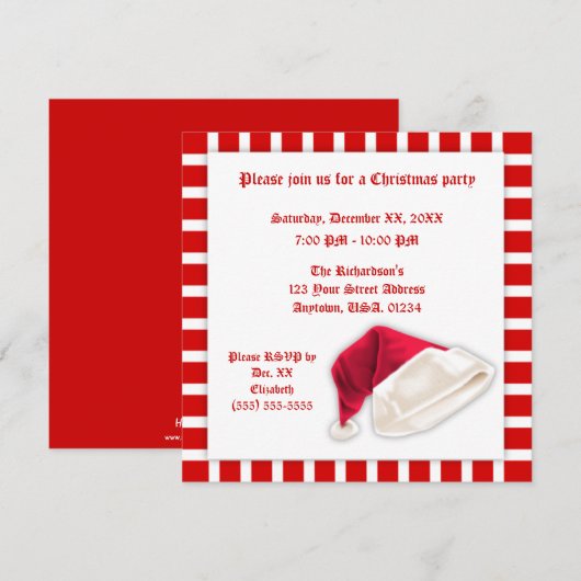 Pet met rode en witte kerstmis kaart (Voorkant / Achterkant)