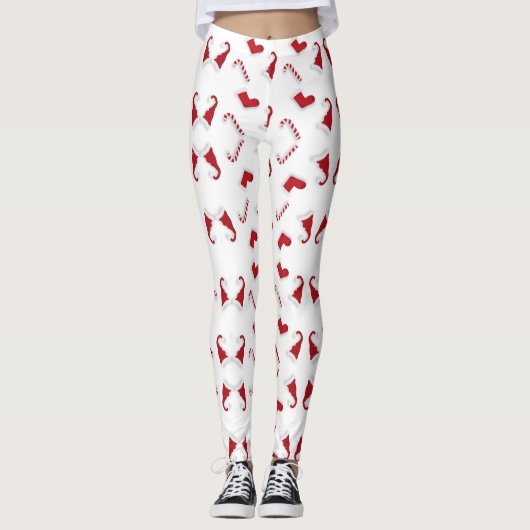 Pet met rode kerststop en snoepriet leggings (Voorkant)