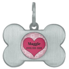 Pet met roze hartslag huisdieren naamplaatje