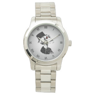 Pet met schedel / Skeletzwart Romeinse cijfers Horloge