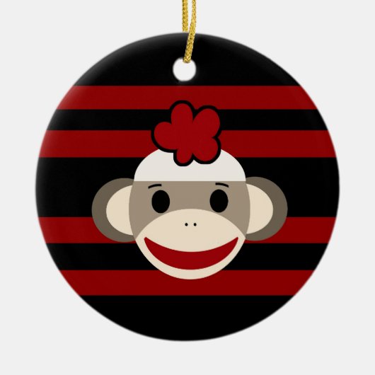 Pet met zwarte en rode sokaakkapje keramisch ornament (Voorkant)