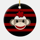 Pet met zwarte en rode sokaakkapje keramisch ornament (Achterkant)