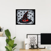 Pet met zwarte heek met sterren en spinachtig Post Poster (Thuiskantoor)