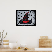 Pet met zwarte heek met sterren en spinachtig Post Poster (Keuken)