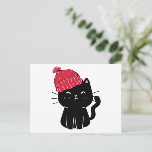 pet met zwarte katten briefkaart (Staand voorkant)