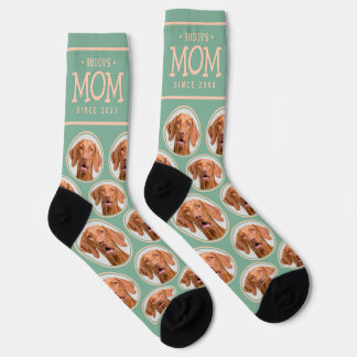 Pet Moeder Gift Hond Kat Foto Patroon Groen & Roze Sokken