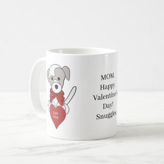 Pet Moeder Valentijnsdag Puppy Heart Coffee Cup Koffiemok (Voorkant links)