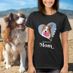 Pet Mom Custom Foto Hart Paw Prints Hondenliefhebb T-shirt