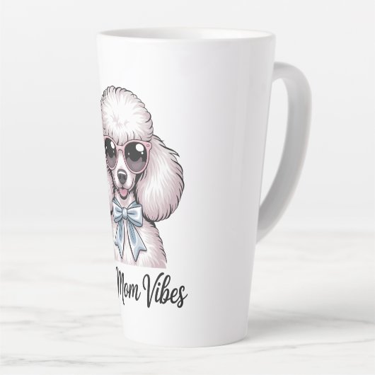Pet Mom Vibes Poodle Dog Sunglasses Pink Gift Latte Mok (Rechterhoek)